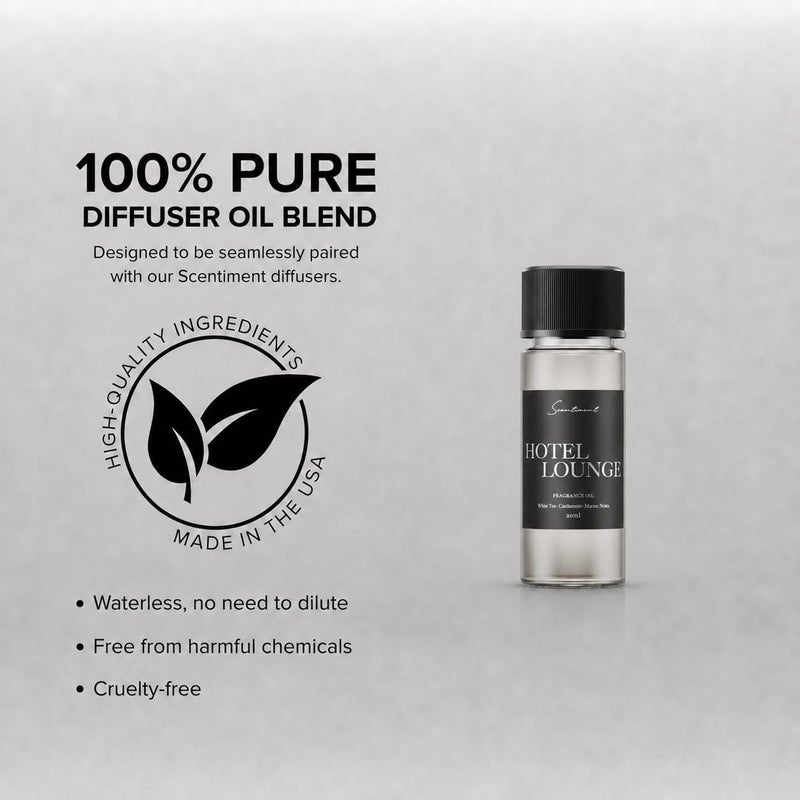 Scentiment Hotel Lounge Diffuser Oil - Premium Hotel Scent with Notes of White Tea, Cardamom & Marine Notes Home Scent, Hotel Fragrance Oil Diffuser Refill - 0.68 fl oz (20 mL) - Image 3