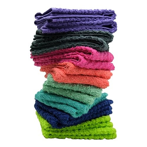 ZUPERIA Zigzag Multicolor Wash Cloths 8 Pack 12 x 12 Highly Absorbent Soft Washcloths for Face Gym Towels Hotel Spa Quality Reusable Multipurpose Wash Cloth Towels - Image 3