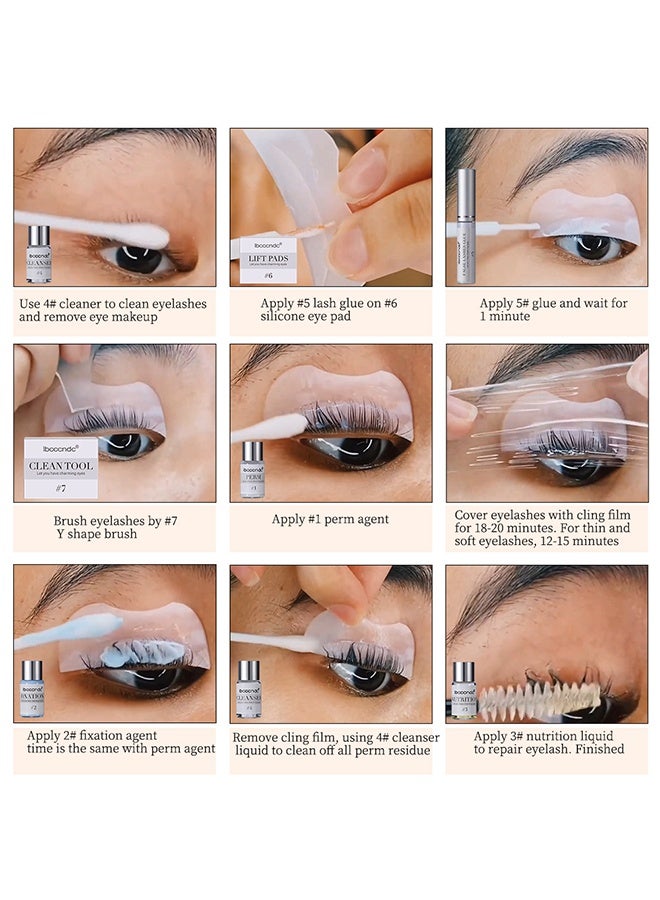 آي بي سي سي سي أن دي سي مجموعة أدوات رفع الرموش المكونة من 7 قطع مجموعة تجعيد الرموش طويلة الأمد للاستخدام المنزلي والاحترافي مجموعة رفع الرموش وموجة تجعيد آمنة شبه دائمة جودة احترافية - Image 5