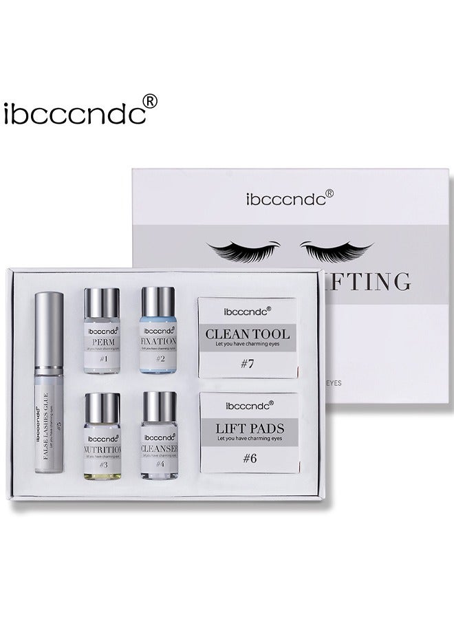 آي بي سي سي سي أن دي سي مجموعة أدوات رفع الرموش المكونة من 7 قطع مجموعة تجعيد الرموش طويلة الأمد للاستخدام المنزلي والاحترافي مجموعة رفع الرموش وموجة تجعيد آمنة شبه دائمة جودة احترافية - Image 1