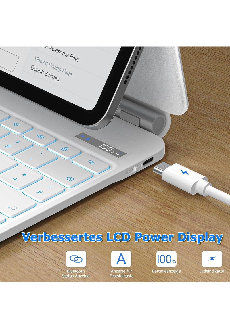 QPHWHFQ Magic Keyboard for iPad 11th(A16, 2025)/ iPad 10th Generation(2022), Keyboard Case for iPad 11th/10th with Magnetic Stand, LCD Display, Multi-Touch Trackpad, 7 Colors Backlit Keys  - Image 2