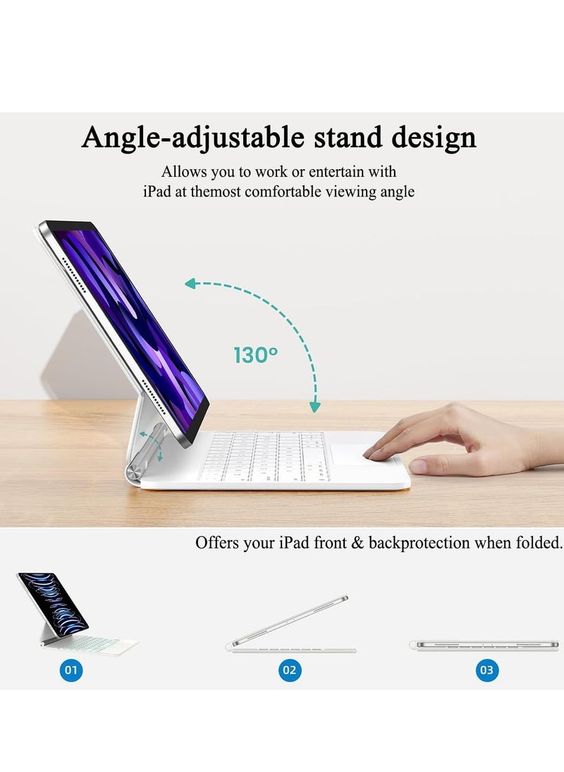 QPHWHFQ Magic Keyboard for iPad 11th(A16, 2025)/ iPad 10th Generation(2022), Keyboard Case for iPad 11th/10th with Magnetic Stand, LCD Display, Multi-Touch Trackpad, 7 Colors Backlit Keys  - Image 4