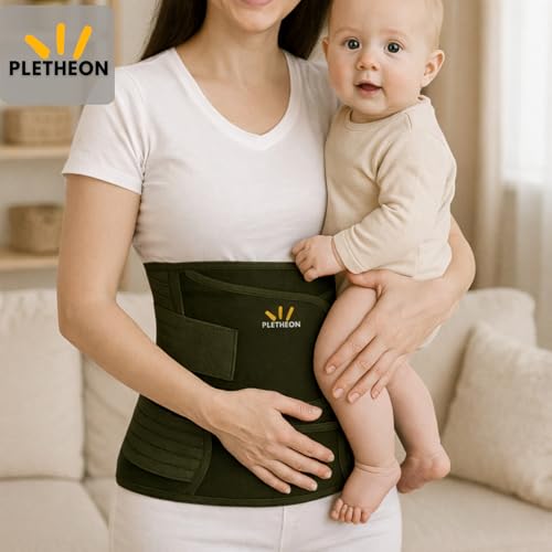 PLETHEON Post Pregnancy Waist Clincher | 3 in 1 Postpartum Belt for Women | Tummy Control Abdominal Binder | Back Support, Belly Compression | Slimming Shapewear Corset for Recovery (3 in 1 PPB-GREEN) - Image 4