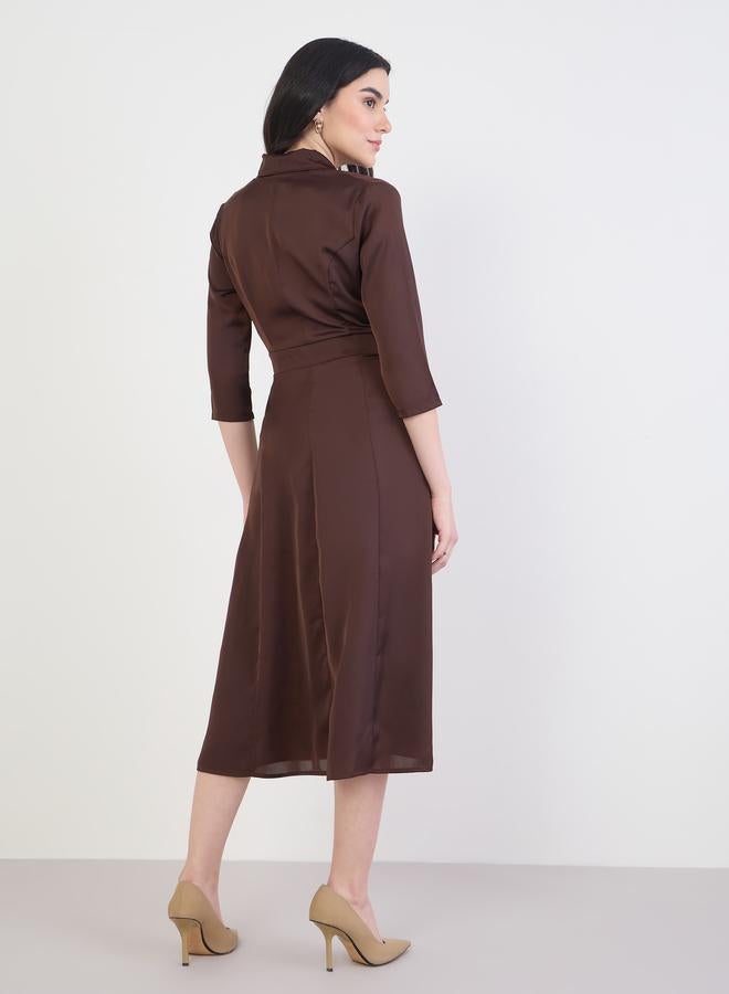 Styli Women A-Line Midi Dress with 3/4 Sleeves - Image 5