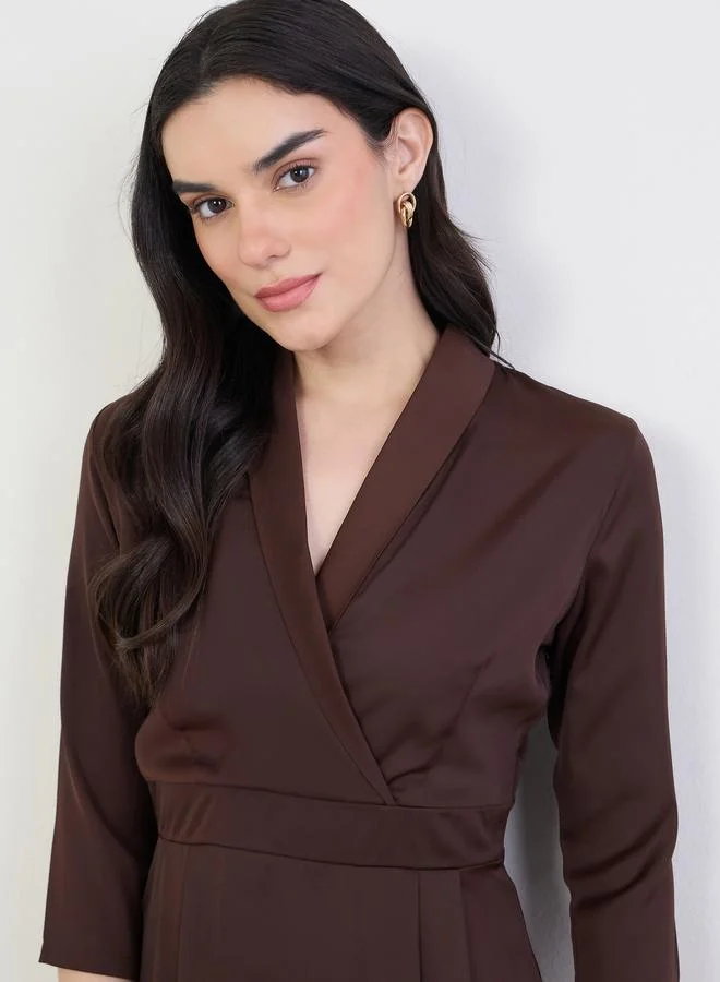 Styli  Women A-Line Midi Dress with 3/4 Sleeves for Women | Best Price UAE