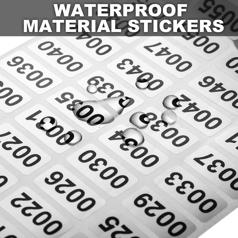 klarako 001-2000 Pieces Inventory Number Sticker Labels Self Adhesive Waterproof Labels Vinyl Consecutive Number Stickers Labels for Indoor, Outdoor, Storage, Classification, Supplies, 0.39 x 0.78 Inch - Image 2