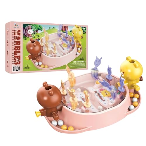 Lefan Pinball Game for Kids 4 5 6 7 Years Pinball Game Kids Aged 3-7, Mini Pin Ball Board Game for 2 Players Educational Space-Themed Toy Birthday Gift for Boys Girls Family Game (Pink) - Image 1