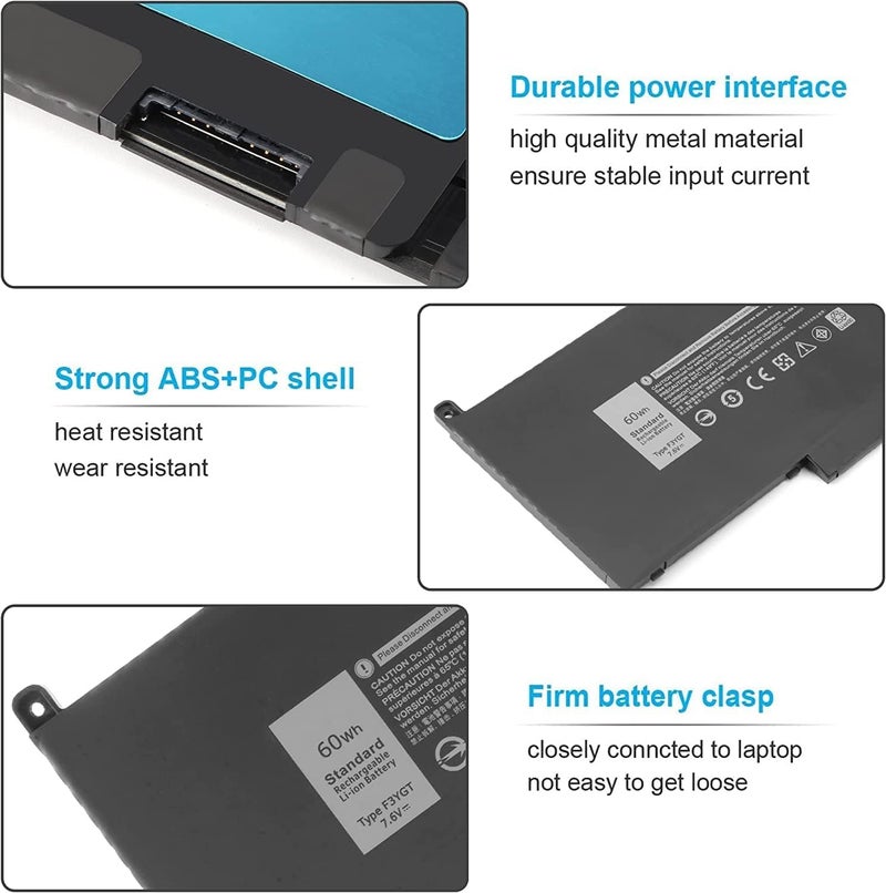Wefly F3YGT Laptop Battery Compatible for Dell Latitude 14 7480 7490 12 7280 7290 13 7000 7380 7390 P73G002 E7280 E7480 E7290 Laptop DM6WC KG7VF 2X39G KG7VF V4940 451-BBYE 453-BBCF Laptop Battery - Image 2