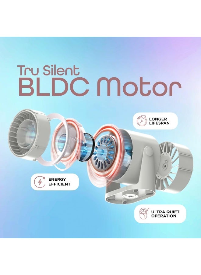 Dylect® Briza Storm Rechargeable Fan | 4000mAh Battery | TruSilent BLDC Motor | 6-Speed | 11h Runtime | Touch LED Display | Type-C | Turbo Airflow | Portable Fan | Home & Beyond | Champagne Mist - Image 3