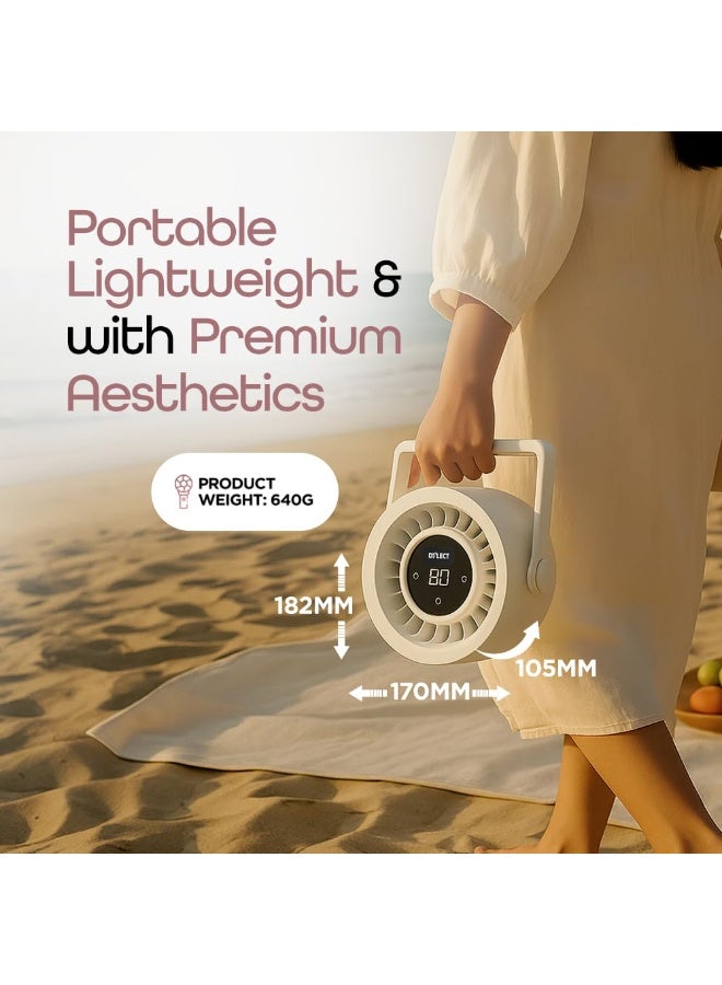 Dylect® Briza Storm Rechargeable Fan | 4000mAh Battery | TruSilent BLDC Motor | 6-Speed | 11h Runtime | Touch LED Display | Type-C | Turbo Airflow | Portable Fan | Home & Beyond | Champagne Mist - Image 2