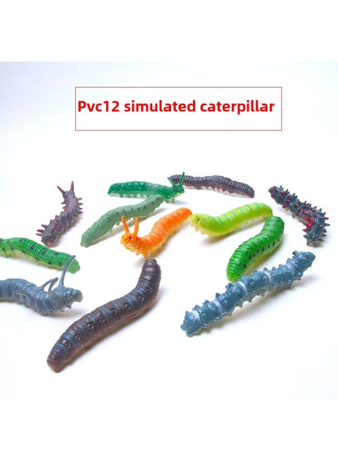 Simulation Caterpillar Cabbage Insect Crawling Insect Animal Plastic Model Prank Trick Toy-Color:12 Colors Random 1 [12 Recommended]]  - Image 4