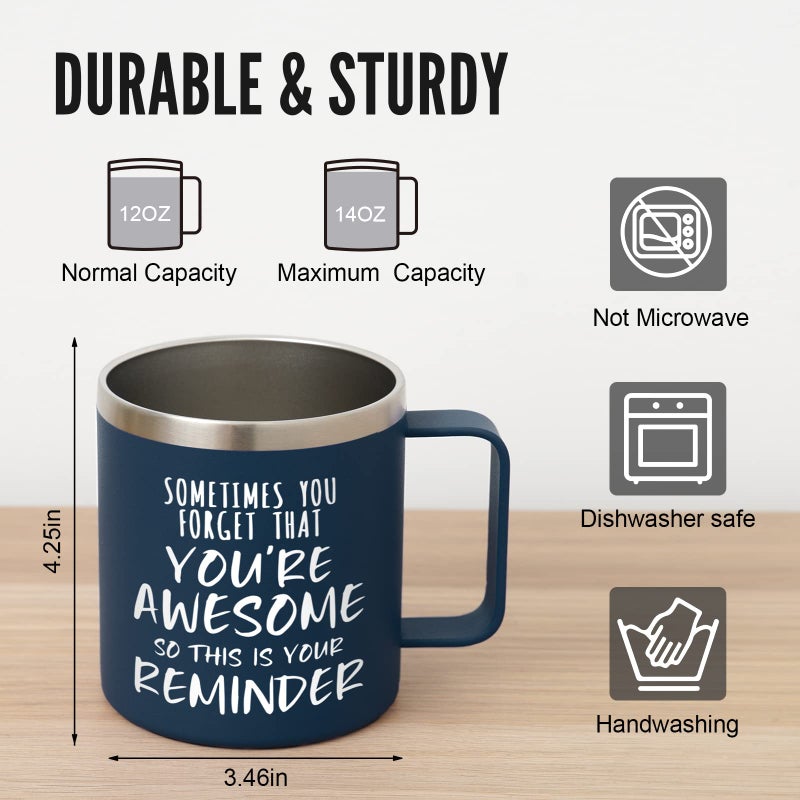 Nowwish Inspirational Gifts For Men  Sometimes You Forget You'Re Awesome Coffee Mug  Funny Gifts For Him Husband  Dad  Boyfriend On Fathers Day Birthday Easter - 14Oz Navy Blue - Image 3