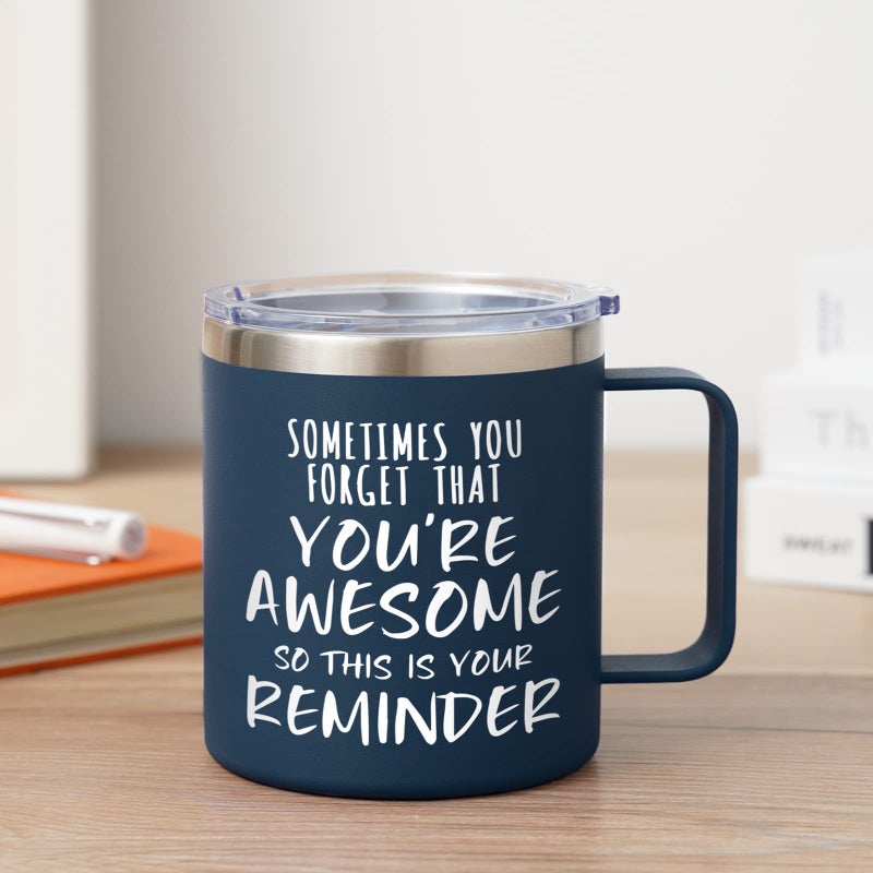 Nowwish Inspirational Gifts For Men  Sometimes You Forget You'Re Awesome Coffee Mug  Funny Gifts For Him Husband  Dad  Boyfriend On Fathers Day Birthday Easter - 14Oz Navy Blue - Image 5