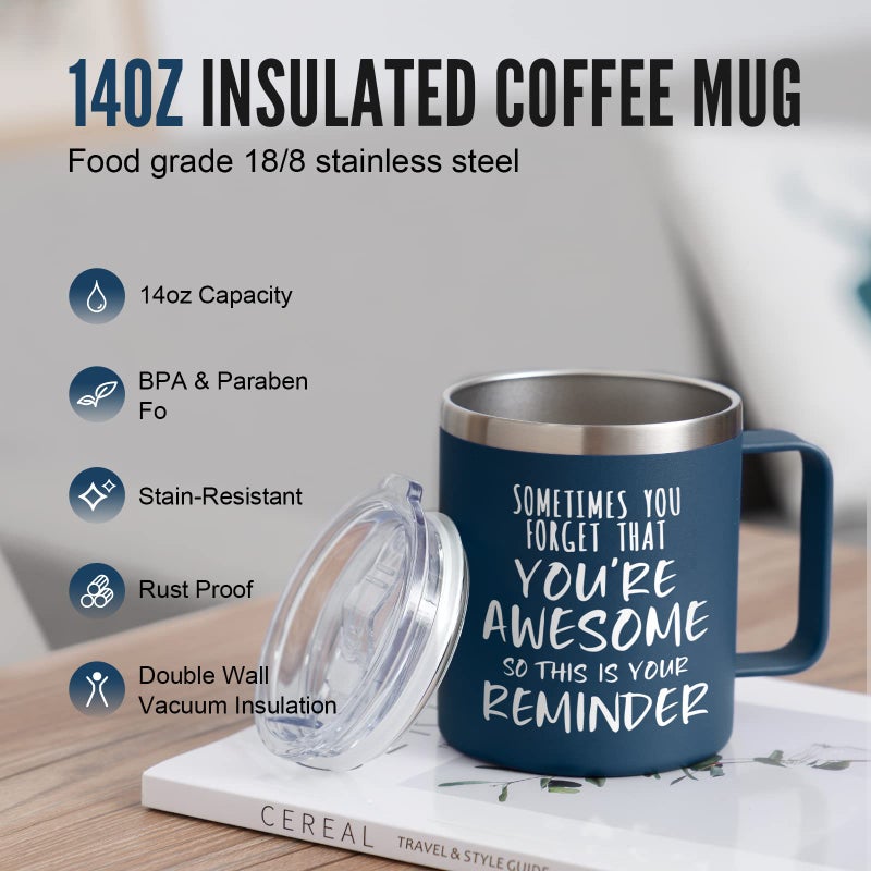 Nowwish Inspirational Gifts For Men  Sometimes You Forget You'Re Awesome Coffee Mug  Funny Gifts For Him Husband  Dad  Boyfriend On Fathers Day Birthday Easter - 14Oz Navy Blue - Image 4