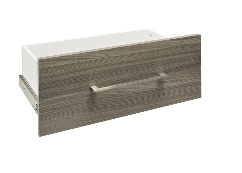 ClosetMaid ClosetMaid SuiteSymphony Wood Closet Drawer Add On Accessory Modern Style For Storage Closet Clothes 25 x 10 Size for 25 in Units Natural GraySatin Nickel 