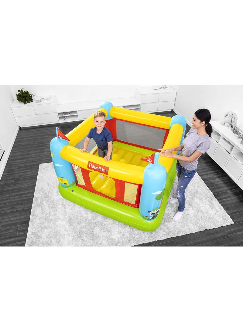 Bestway Fisher-Price Bouncetastic Inflatable Bounce Castle 93553 – Indoor & Outdoor Jumping Bouncer with Safety Mesh Walls – 175 x 173 x 135 cm – Kids Ages 3+ - Image 1