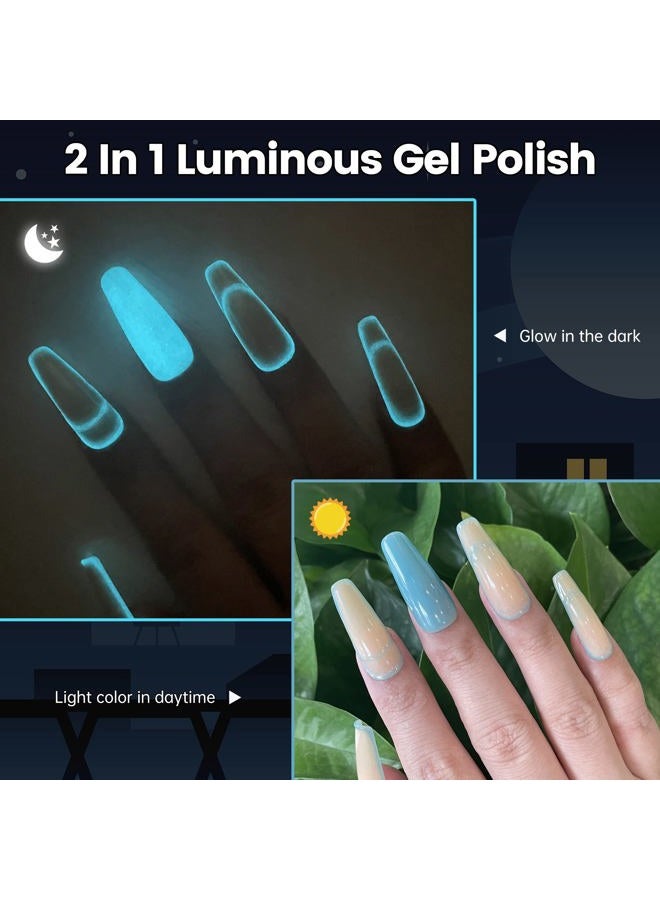 YTD Likomey Glow in the Dark Gel Nail Polish,15ml Translucent Light Blue Luminous Glow Effect UV Nails Gel, Fluorescent Bright Manicure Salon Home DIY UV Manicure Nail Art Varnish,YG01 - Image 2