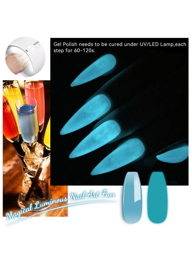 YTD Likomey Glow in the Dark Gel Nail Polish,15ml Translucent Light Blue Luminous Glow Effect UV Nails Gel, Fluorescent Bright Manicure Salon Home DIY UV Manicure Nail Art Varnish,YG01 - Image 4