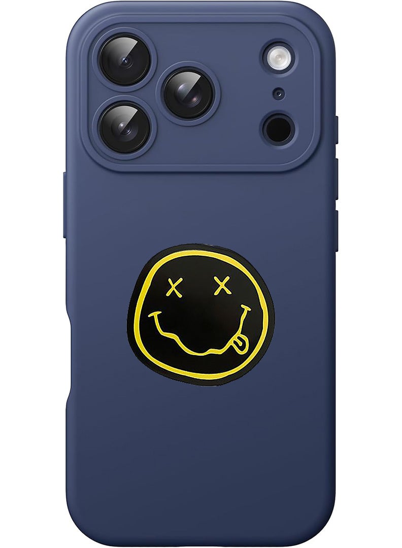 Theodor Protective Slim Fit Case Liquid Silicone Cover with Full Body Protection Anti-Scratch Shockproof Case For Apple iPhone 17 Pro (Blue) Smiley (2) - Image 1