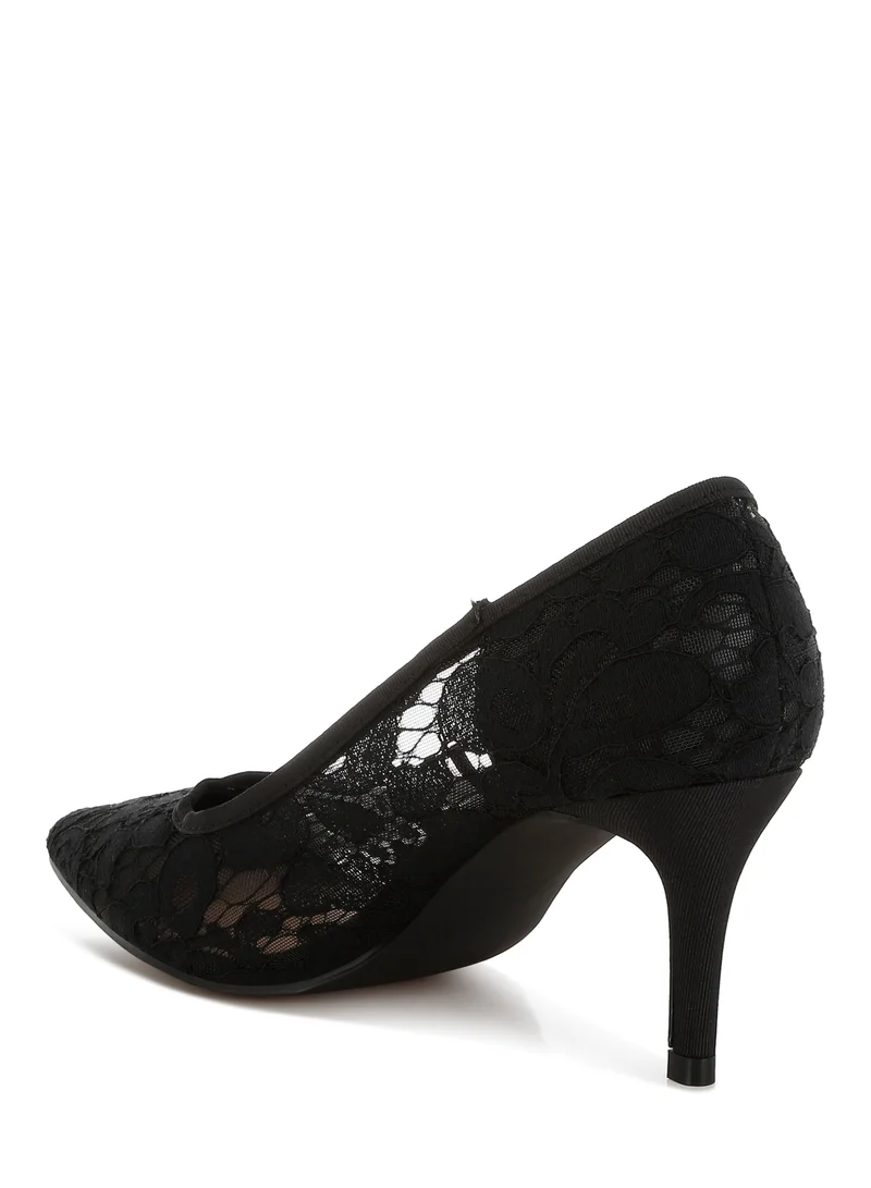 London Rag Stiletto Heel Lace Pumps in Black