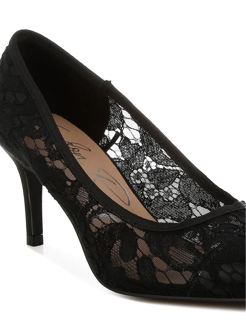 London Rag Stiletto Heel Lace Pumps in Black