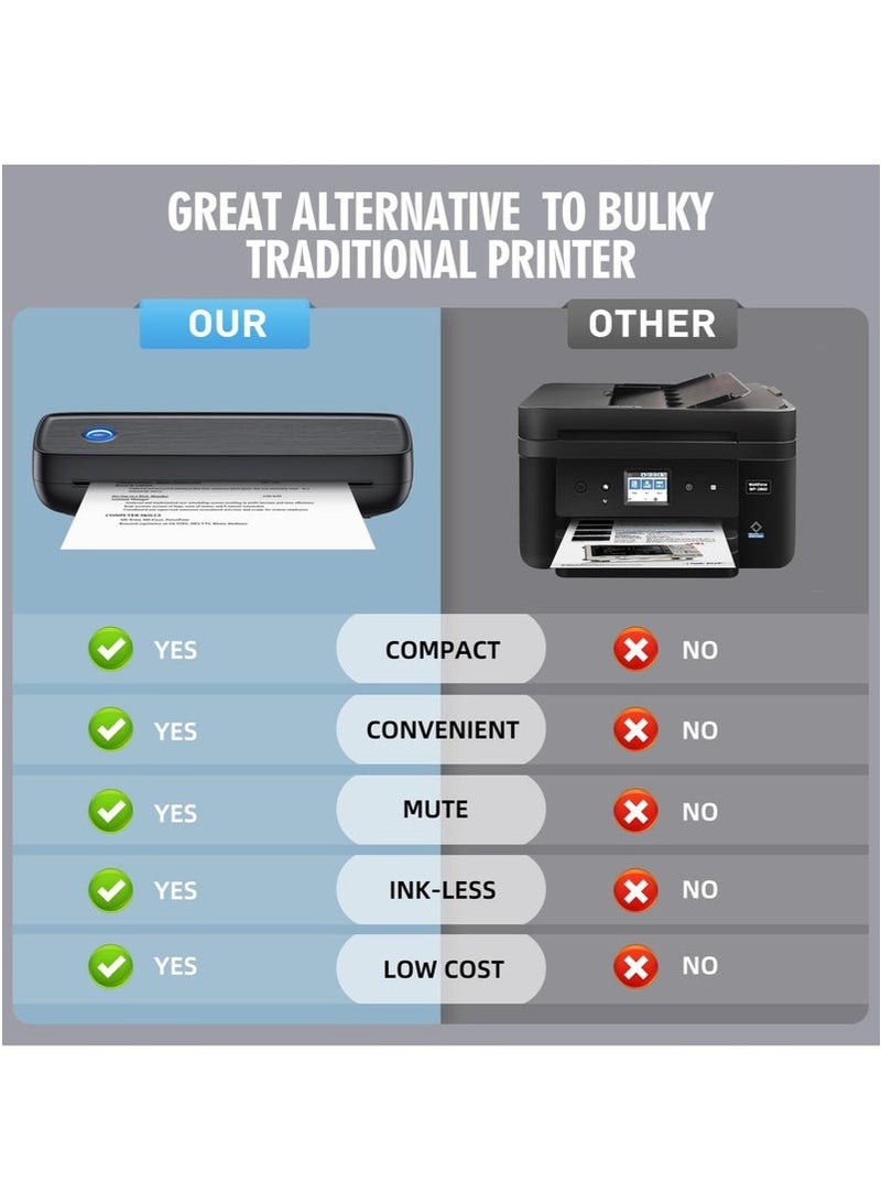 اوليو طابعة محمولة لاسلكية للسفر، طابعة حرارية تعمل بالبلوتوث تدعم 8.5 × 11 بوصة، ورق حراري A4 A5، طابعة بدون حبر متوافقة مع iOS وAndroid والكمبيوتر المحمول للمكتب والسيارة والمنزل - Image 5