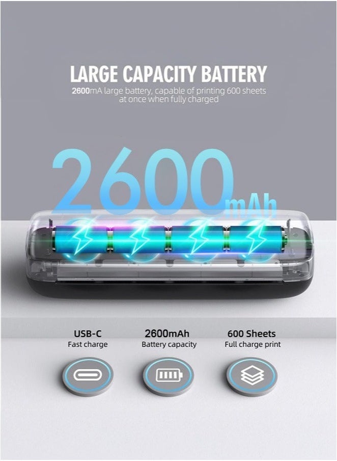 اوليو طابعة محمولة لاسلكية للسفر، طابعة حرارية تعمل بالبلوتوث تدعم 8.5 × 11 بوصة، ورق حراري A4 A5، طابعة بدون حبر متوافقة مع iOS وAndroid والكمبيوتر المحمول للمكتب والسيارة والمنزل - Image 3