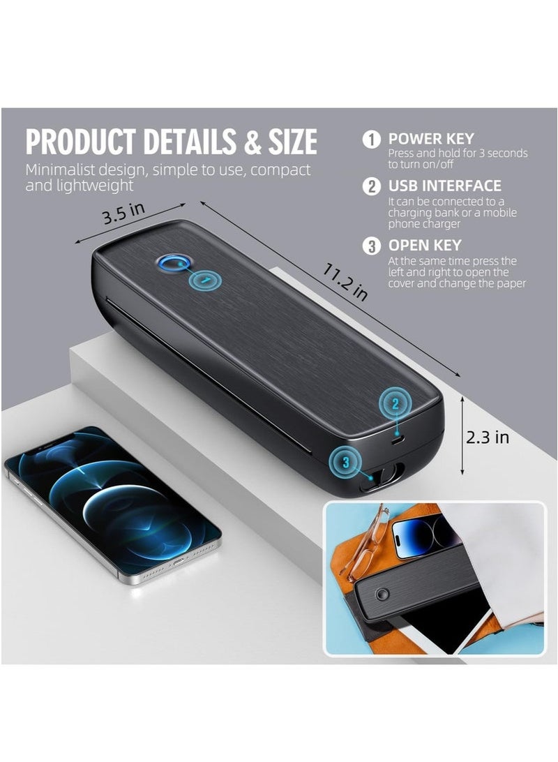 اوليو طابعة محمولة لاسلكية للسفر، طابعة حرارية تعمل بالبلوتوث تدعم 8.5 × 11 بوصة، ورق حراري A4 A5، طابعة بدون حبر متوافقة مع iOS وAndroid والكمبيوتر المحمول للمكتب والسيارة والمنزل - Image 4