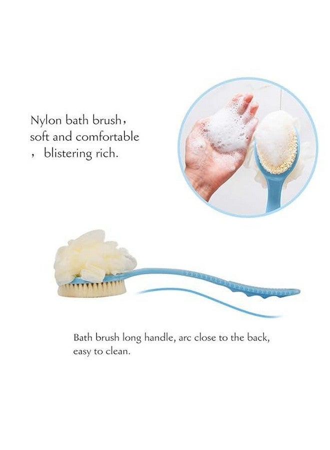 VIHANCO 2 in 1 Loofah with Handle, Back Srubber, Bath Brush with Handle, Bath brush for women & Men, Body Cleaning Brush, Loofah Brush (Pack of 1 - Random Colour) - Image 3