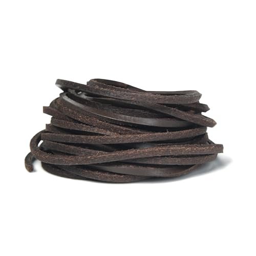 Genique Real/Genuine 3mm Leather Cord 5 Metres, 1/8 inch Leather Strips, Leather Shoe Laces, for Boot Laces, Necklace, Bracelets, Jewelry Making, Crafting, Baseball Glove Repair (Brown, 3MM) - Image 1
