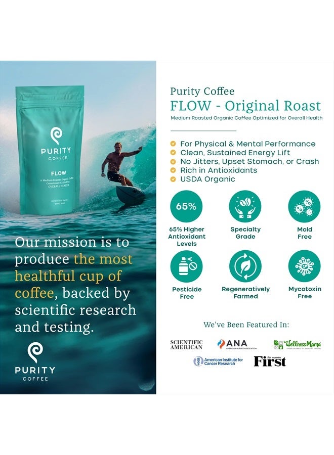 PURITY COFFEE Purity Coffee FLOW Medium Roast Organic Coffee - USDA Certified Organic Specialty Grade Arabica Whole Bean Coffee - 12 oz Bag  - Image 3