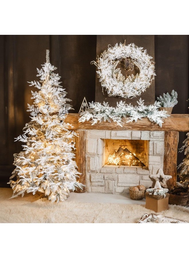 Waydress 60 Pieces Christmas Floral Picks Artificial Pine Needles Branches Fake Tree Branches Christmas Floral Picks Glitter Fake Floral Twig Picks for Christmas Tree Home Wreaths Holiday Decor (Shiny White)  - Image 5