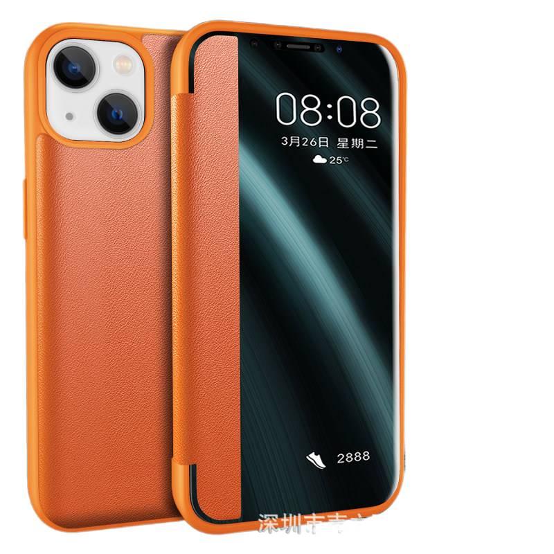 غطاء واقي | حماية من السقوط | مقاوم للصدمات لـ iPhone 13 | بنفسجي | ملمس جلد | مقاوم للخدش - Image 2