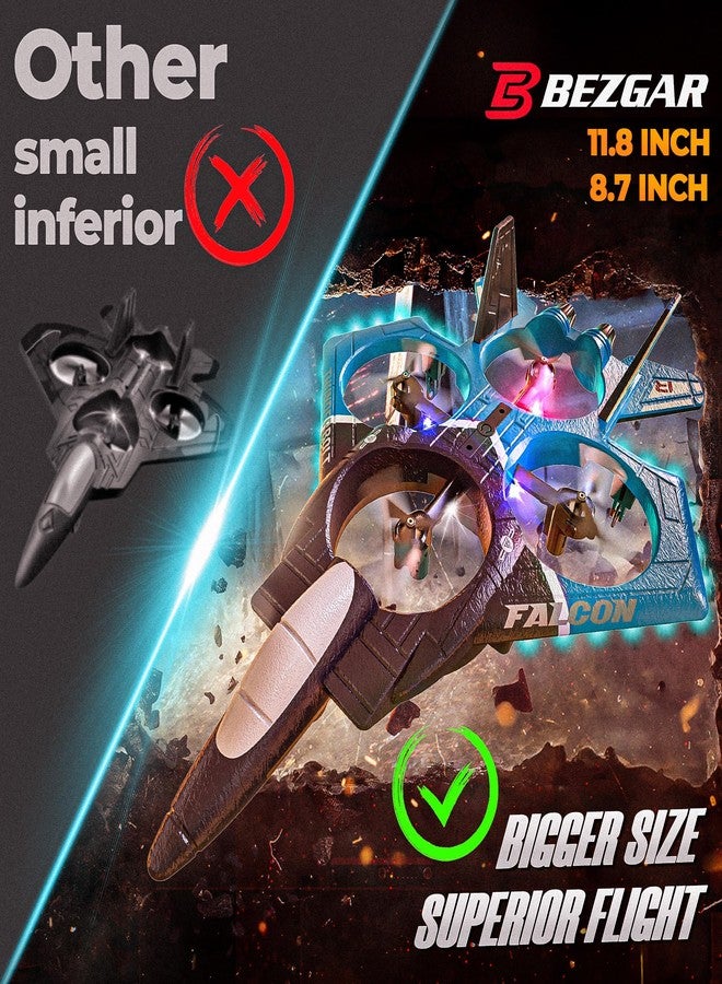 BEZGAR طائرة BEZGAR RC، طائرة تحكم عن بعد 2.4GHZ، طائرة تحكم بالإيماءات، لعبة طائرة مقاتلة 360° Flip، ألعاب للأطفال من عمر 8 سنوات فما فوق مع أضواء LED ملونة للتوجيه باللون الأزرق - Image 3