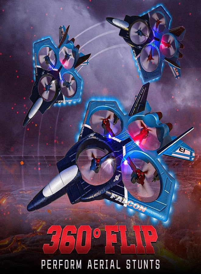 BEZGAR طائرة BEZGAR RC، طائرة تحكم عن بعد 2.4GHZ، طائرة تحكم بالإيماءات، لعبة طائرة مقاتلة 360° Flip، ألعاب للأطفال من عمر 8 سنوات فما فوق مع أضواء LED ملونة للتوجيه باللون الأزرق - Image 5