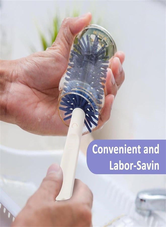 6 in 1 Bottle Cleaning Brush Set, Travel Baby Bottle Brush Cleaner Set with Silicone Bottle Brush Nipple Cleaner Brush Straw Brush Soap Dispenser Storage Box Bottle Drying Rack - Image 3