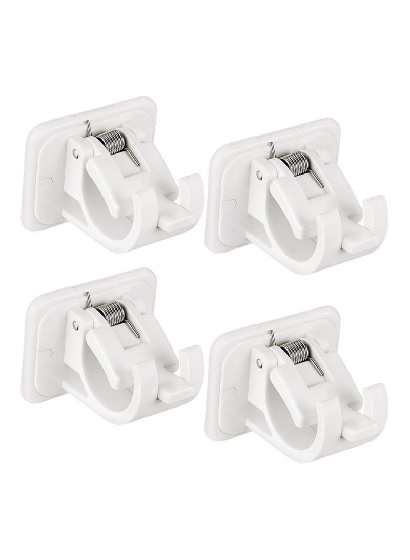 Adjustable Rod Bracket, 4Pcs Nail Free Self Adhesive Curtain Rod Brackets, No Drill Round Rod Fixing Clip for Hanging Net Curtain, Party Garden Decoration - Image 1