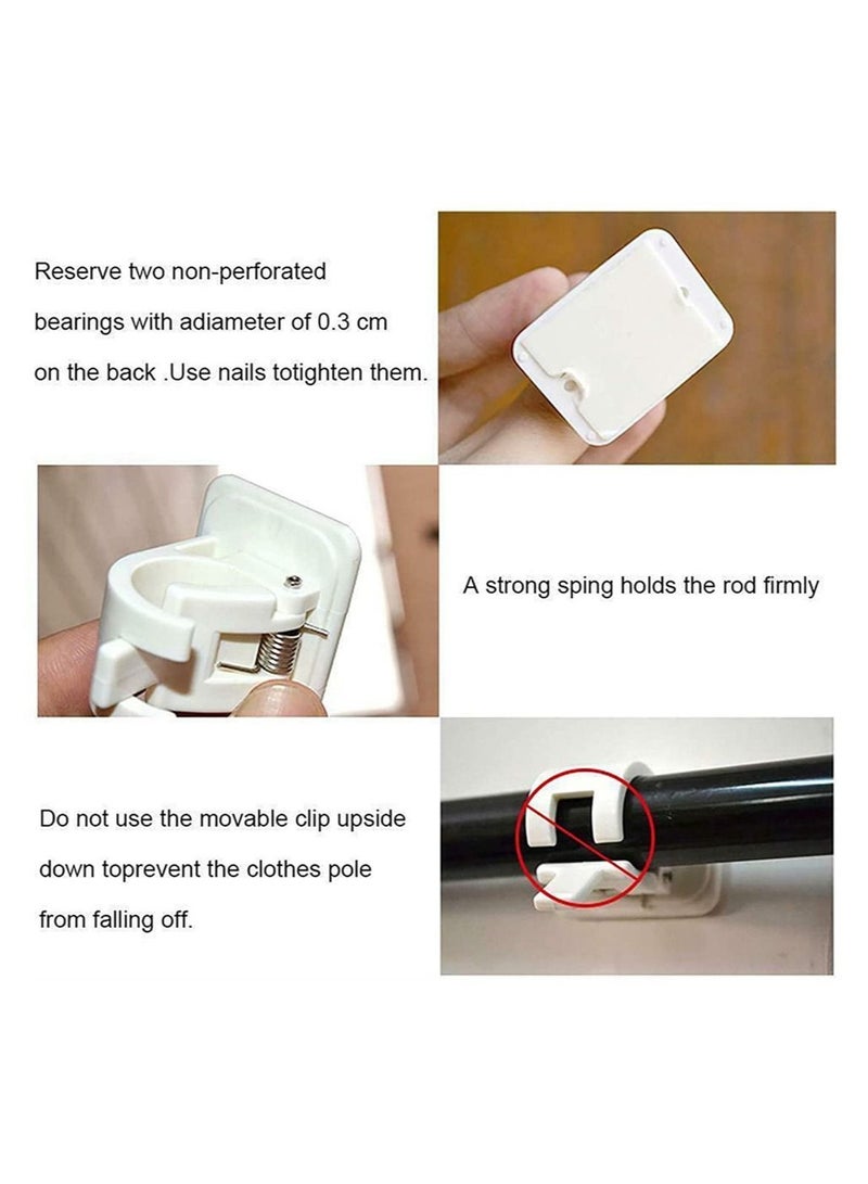 Adjustable Rod Bracket, 4Pcs Nail Free Self Adhesive Curtain Rod Brackets, No Drill Round Rod Fixing Clip for Hanging Net Curtain, Party Garden Decoration - Image 4