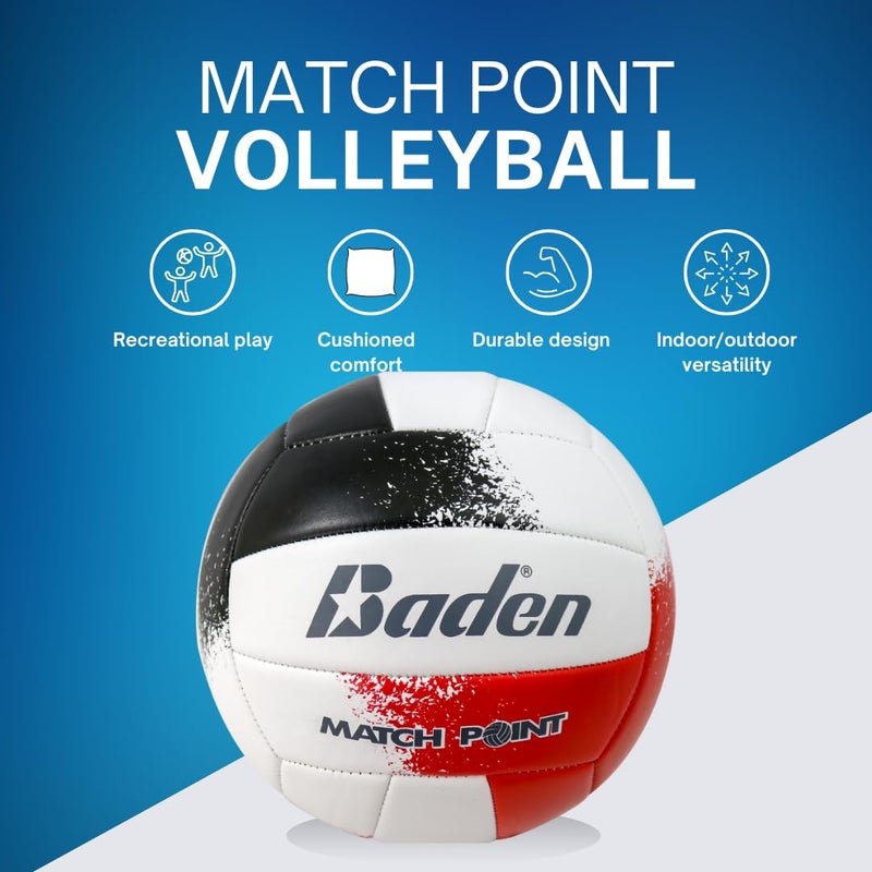 Baden Match Point Cushioned Synthetic Leather Volleyball | Official Size 5 | Ideal for Outdoor Recreation, Backyard Play, and College Camps | Suitable for All Ages - Image 3