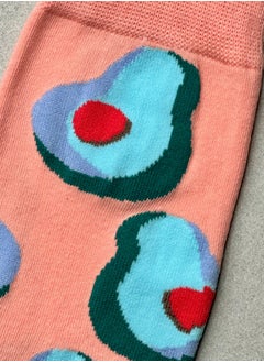 The Socks Hype 2 Pair Unisex Fresh Avocado Socks - Comfortable Cotton Blend | Suitable for 35-42 Sizes | Fun Avocado Design, Perfect for Foodies and Style Enthusiasts  - Image 2