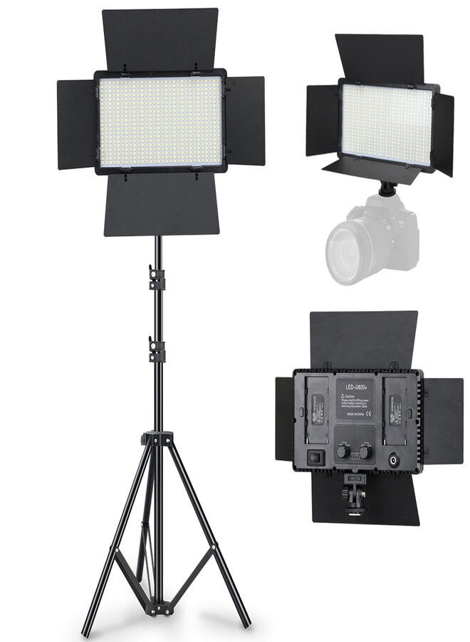 showkah Professional 3200-6500K Rechargeable Pro 600 LED Photography Lighting Panel, Photo Shoot | Video Making Light For YouTube Vlog | TikTok & Insta Reels | Wedding Photography LED Studio Light with Stand - Image 1