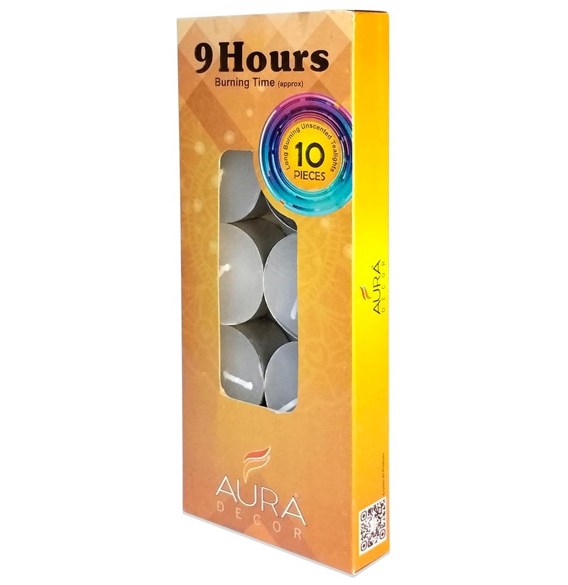 AURA DECOR AuraDecor Tealight Candles Pure Wax Unscented 9 Hours Burning time White Unscented Tea Light Candles Pack of_40 - Image 2