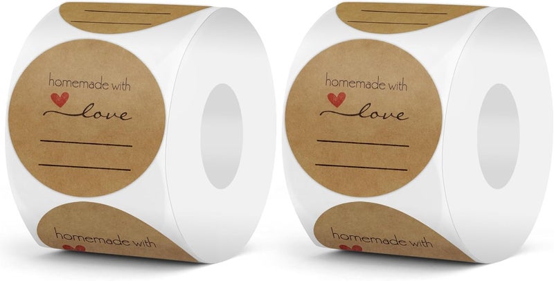 Bueake 1000 Pcs Jam and Jelly Jar Canning Labels for Mason Jars and More(2" Round 500/roll. 2 Roll) with Lines for Writing- Jar Labels Jam, Jelly, and More - Image 1