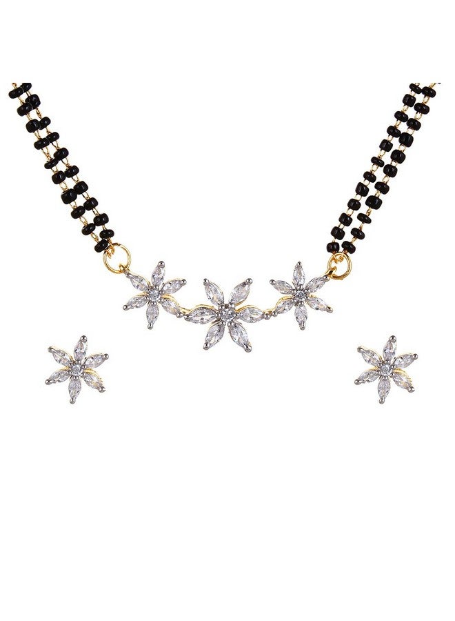 YouBella Jewellery Gold Plated American Diamond Mangalsutra for women Pendant Necklace for women traditional with Chain and Earrings For Girls and Women - Image 1