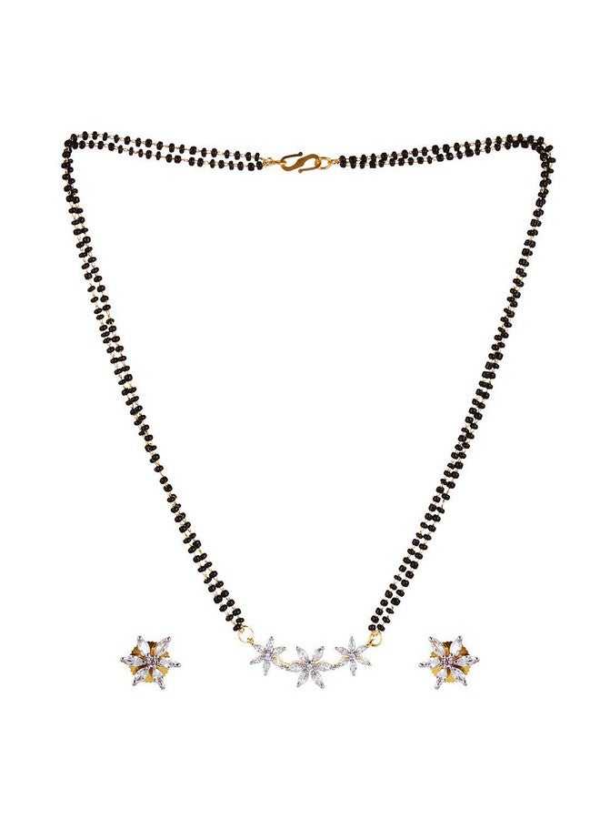 YouBella Jewellery Gold Plated American Diamond Mangalsutra for women Pendant Necklace for women traditional with Chain and Earrings For Girls and Women - Image 3