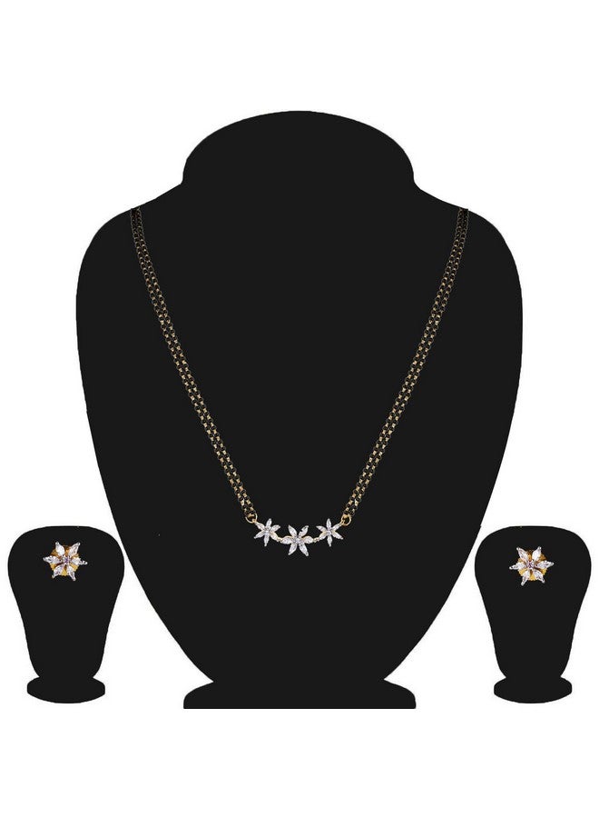 YouBella Jewellery Gold Plated American Diamond Mangalsutra for women Pendant Necklace for women traditional with Chain and Earrings For Girls and Women - Image 2