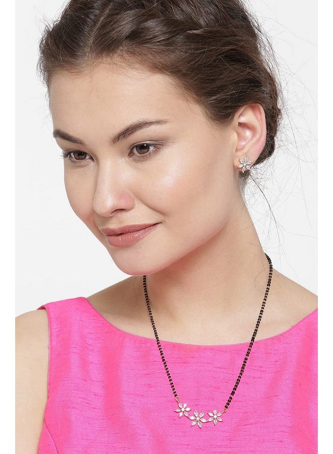 YouBella Jewellery Gold Plated American Diamond Mangalsutra for women Pendant Necklace for women traditional with Chain and Earrings For Girls and Women - Image 4