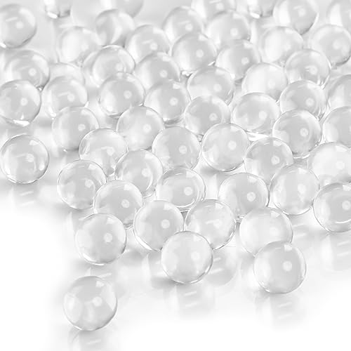 FUTUREPLUSX Clear Glass Marbles, 1LB Round Marble Beads Transparent Vase Fillers Decorative Glass Gem Pebbles for Decoration Collectibles Marble Games - Image 1