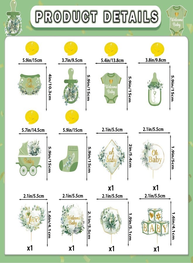 MZ.ogm Sage Green Baby Shower Decorations: Sage Green Baby's Shower Plates And Napkins Gender Neutral Baby Shower Decorations Oh Baby Party Supplies With Backdrop Balloon Welcome Baby Banner - Image 4