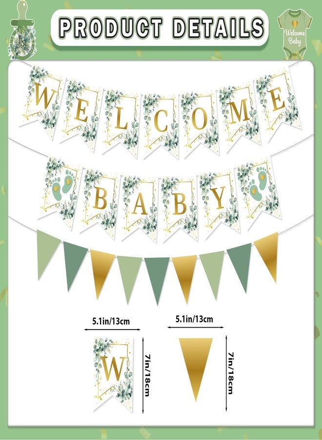 MZ.ogm Sage Green Baby Shower Decorations: Sage Green Baby's Shower Plates And Napkins Gender Neutral Baby Shower Decorations Oh Baby Party Supplies With Backdrop Balloon Welcome Baby Banner - Image 3
